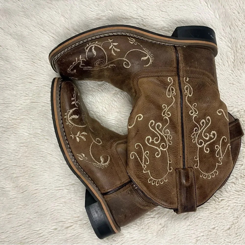 SMOKEY MOUNTAIN BOOTS /youth✨12.5regular✨Embroidered Brown Cowboy Boots. Unisex